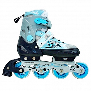 Роликовые коньки PW-151G Коробейники, алюминиевая рама, синие, размер 32-35 (RT, 5621rt)